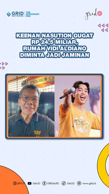 Keenan Nasution Gugat Rp 24,5 Miliar, Rumah Vidi Aldiano Diminta Jadi Jaminan