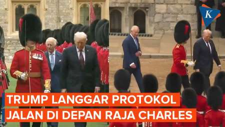 Trump Jalan di Depan Raja Charles, Disebut Langgar Protokol Kerajaan!