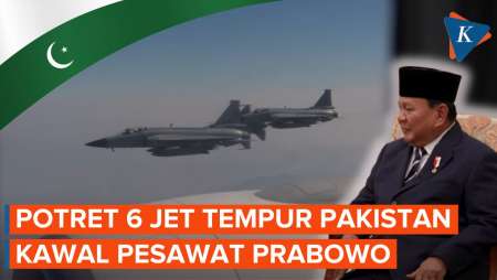 Momen Prabowo Dikawal Enam Jet Tempur JF-17 Saat Di Pakistan