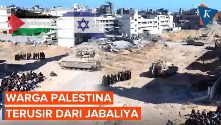 Momen Warga Palestina Dipaksa Militer Israel Tinggalkan Jabaliya Gaza