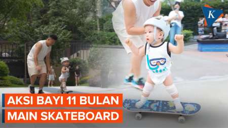 Masih Pakai Popok, Bayi 11 Bulan di China Jago Main Skateboard