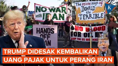 Demonstran AS Desak Trump Kembalikan Uang Pajak Untuk Perang Iran