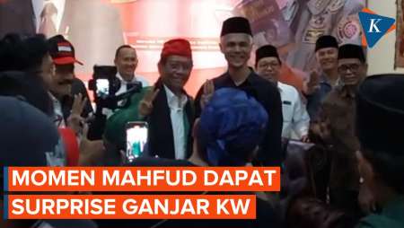 Detik-detik Mahfud Dapat Surprise Kedatangan Ganjar KW di Banten