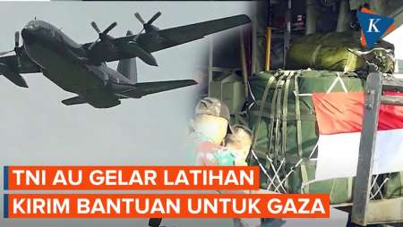Momen TNI AU Gelar Latihan CDS untuk Kirim Bantuan ke Gaza