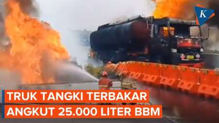 Truk BBM Pertamina Terbakar Di Tol Cisumdawu Sumedang, Bawa 25.000 Liter Pertalite-Solar