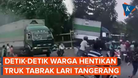 Detik-detik Truk yang Tabrak Mobil dan Motor Dihentikan Warga di Tangerang