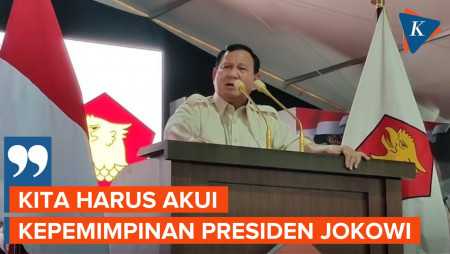 Di Hadapan Kader Gerindra, Prabowo Puji Kepemimpinan Presiden Jokowi