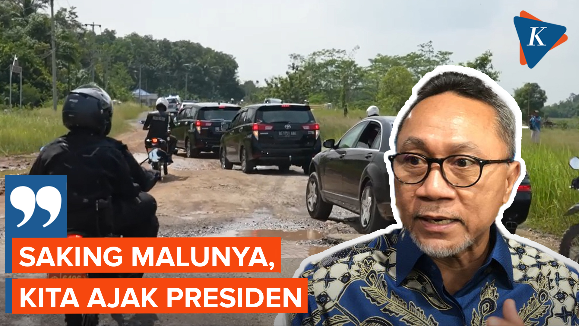 Zulhas Mengaku Malu dengan Jalanan di Lampung yang Rusak Parah