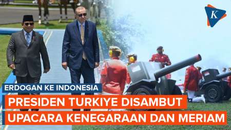 Upacara Penyambutan Presiden Turkiye Erdogan Didampingi Prabowo di Istana Bogor