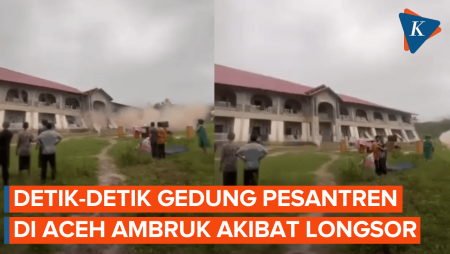 Detik-detik Gedung Asrama Pesantren Di Aceh Ambruk Akibat Longsor