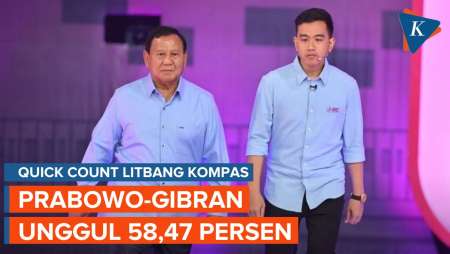 Quick Count Litbang Kompas Data 98,05 Persen: Prabowo-Gibran Unggul 58,47 Persen