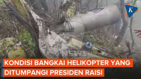 Detail Bangkai Helikopter Presiden Iran Raisi di Lokasi Kejadian Jatuh