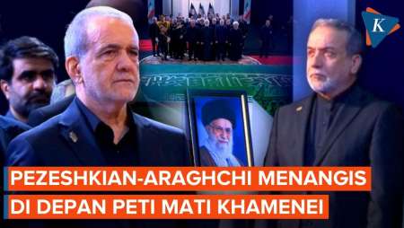 Tangis Presiden Iran, Jenderal IRGC Dan Petinggi Teheran Di Depan Peti Ali Khamenei