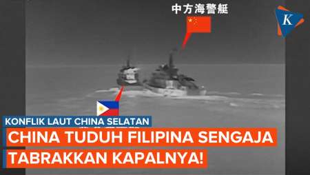 Panas! Detik-detik Kapal Penjaga Pantai China dan Filipina Tabrakan di Laut China Selatan