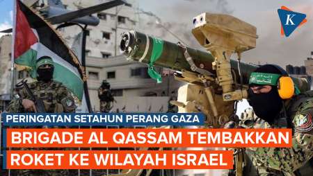 Brigade Al Qassam Tembakkan Rentetan Roket ke Israel Saat Peringati Setahun Serangan Hamas