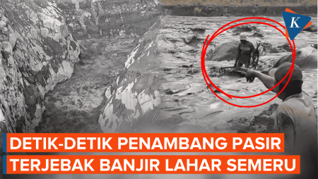 Menegangkan, Penambang Pasir Terjebak Banjir Lahar Semeru
