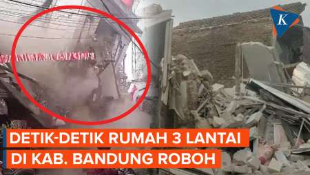 Tanpa Peringatan! Begini Detik-detik Rumah 3 Lantai di Kab.Bandung Tiba-tiba Roboh