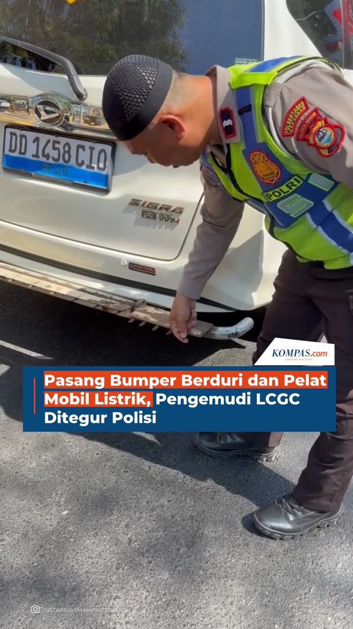 Pasang Bumper Berduri Dan Pelat Mobil Listrik, Pengemudi LCGC Ditegur Polisi