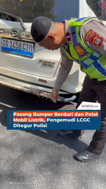 Pasang Bumper Berduri Dan Pelat Mobil Listrik, Pengemudi LCGC Ditegur Polisi