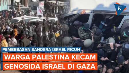 Pembebasan 3 Sandera Hamas Ricuh, Warga Palestina Kecam Genosida Israel di Gaza