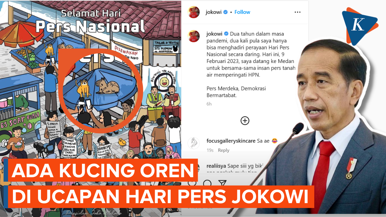 Jokowi Ucapkan Selamat Hari Pers, Kucing Oren Juga Diwawancara