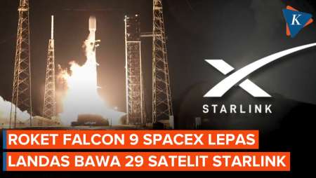 Detik-detik Roket Falcon 9 SpaceX Meluncur Bawa 29 Starlink ke Orbit Bumi
