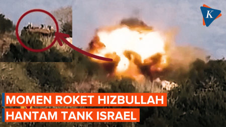 Detik-detik Video Hizbullah Tunjukan Roket Hantam Tank Israel