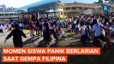 Rekaman Video Kepanikan Siswa Sekolah Saat Gempa M 7,7 Guncang Filipina