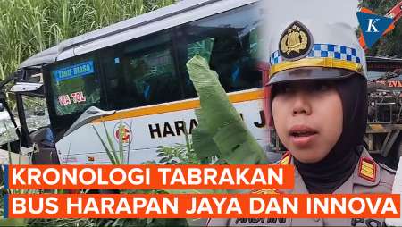 Penampakan Bus Harapan Jaya Tabrakan dengan Innova di Kediri, 12 Orang Luka