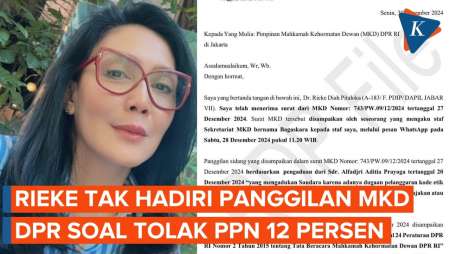 Rieke PDI-P Dilaporkan ke MKD DPR karena Tolak PPN 12 Persen, Tak Hadiri Pemeriksaan Hari Ini