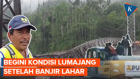 Jembatan Lumajang yang Jebol Mulai Diperbaiki