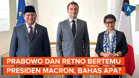 Menhan Prabowo, Menlu Retno dan Presiden Macron Gelar Pertemuan Tertutup di Perancis