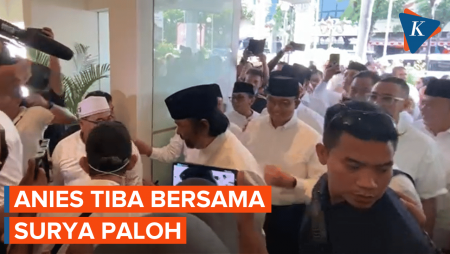 Detik-detik Kedatangan Anies Bersama Surya Paloh di Lokasi Deklarasi