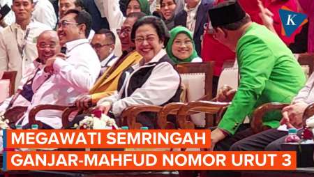 Ekspresi Megawati Semringah Saat Ganjar-Mahfud Dapat Nomor Urut 3