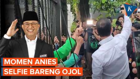 Sebelum Temani Cak Imin Hadiri Debat Pilpres, Anies Berswafoto dengan Ojol