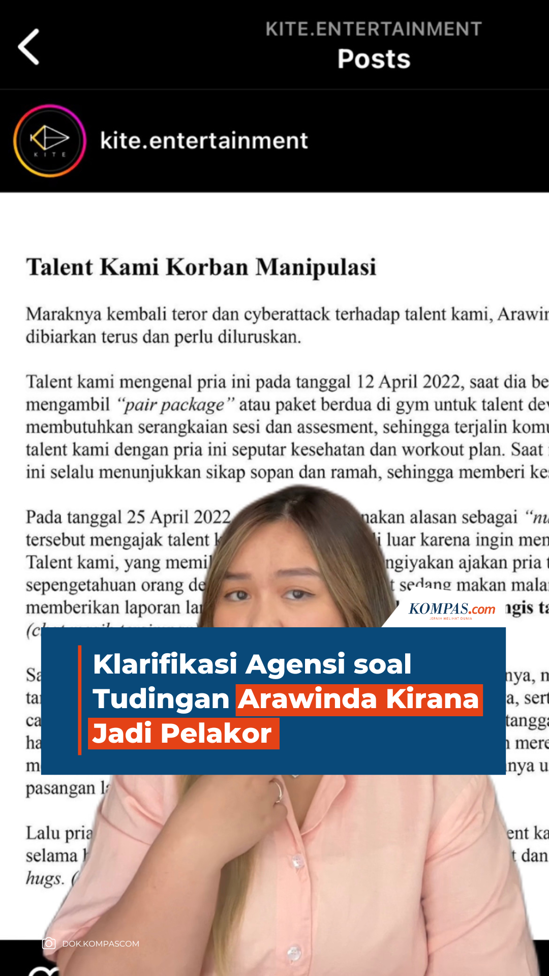 Klarifikasi Agensi soal Tudingan Arawinda Kirana Jadi Pelakor