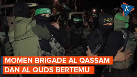 Momen Pasukan Al Qassam dan Al Quds Berpelukan Usai Bebaskan Tahanan Israel