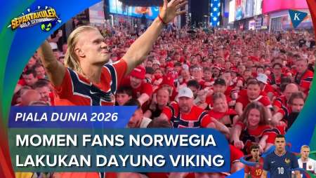 Aksi Suporter Timnas Norwegia Lakukan "Viking Row" Di Times Square New York AS