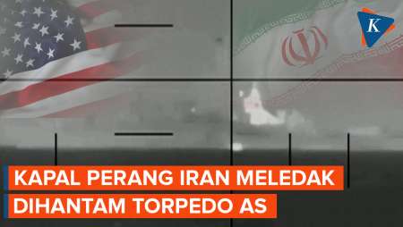 Detik-detik Kapal Perang Iran Meledak Dan Tenggelam Dihantam Torpedo Kapal Selam AS