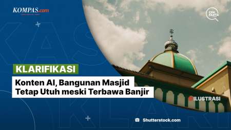 [KLARIFIKASI] Konten AI, Bangunan Masjid Tetap Utuh Meski Terbawa Banjir