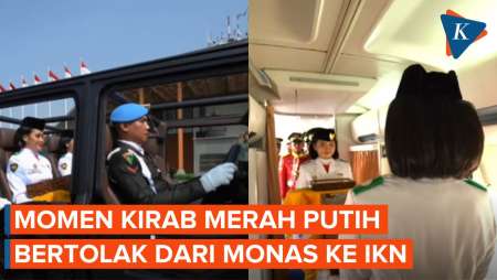 [FULL] Detik-detik Kirab Bendera Merah Putih dan Teks Proklamasi Bertolak dari Monas ke IKN