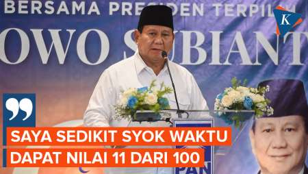 Prabowo Ungkit Nilai 11 dari 100 Usai Menangkan Pilpres 2024