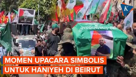 Momen Upacara Pemakaman Simbolis untuk Ismail Haniyeh di Beirut Lebanon