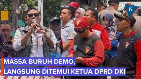 Massa Buruh Demo Di Kebon Sirih, Ketua DPRD DKI Janji Desak DPR Penuhi Tuntutan