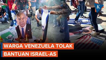 Tolak Bantuan Penyelamatan dari Israel, Warga Venezuela Bakar Foto Netanyahu