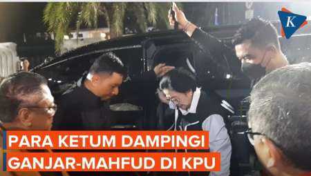 Megawati dan Ketum Parpol Pendukung Dampingi Ganjar-Mahfud Ambil Nomor Urut di KPU