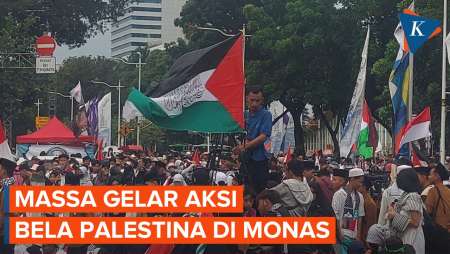 Massa Gelar Aksi Bela Palestina di Kawasan Monas, Berselawat dan…