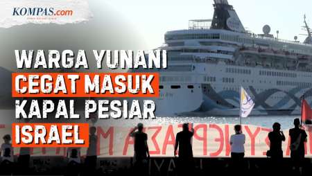 Momen Kapal Pesiar Israel Crown Iris Dicegat Warga Yunani Pro-Palestina