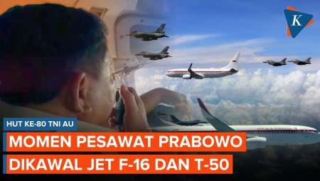 HUT Ke-80 TNI AU, Prabowo Dikawal 4 Jet F-14 Dan 2 T-50 Golden Eagle