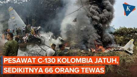 Pesawat Militer Kolombia Jenis C-130 Hercules Jatuh, Sedikitnya 66 Orang Tewas